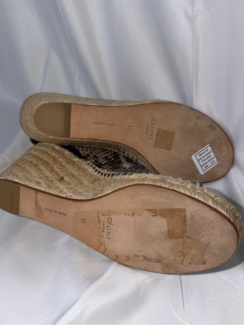 Celine Snake-Print Espadrille Wedge Sandals - Beige & Black - Picture 4 of 5